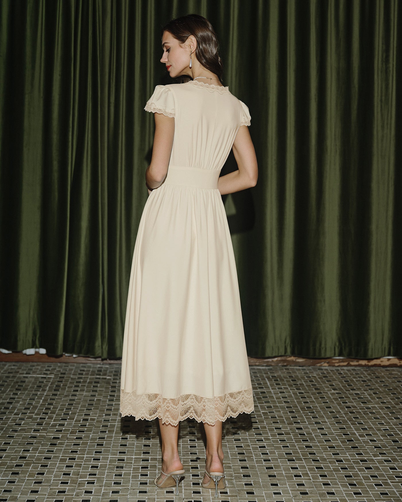 Petal Lace V-Neck Maxi Dress