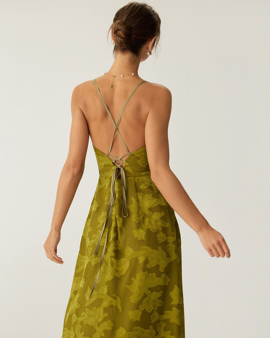 Emerald Floral Backless Slip Maxi Dress