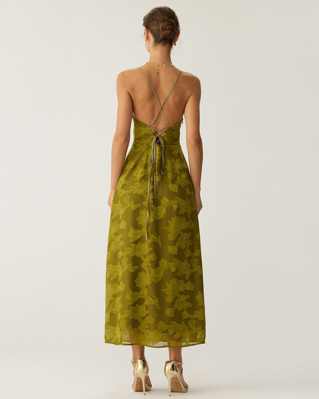 Emerald Floral Backless Slip Maxi Dress