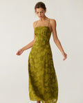 Emerald Floral Backless Slip Maxi Dress
