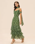 Green Ruffle Floral Summer Maxi Dress