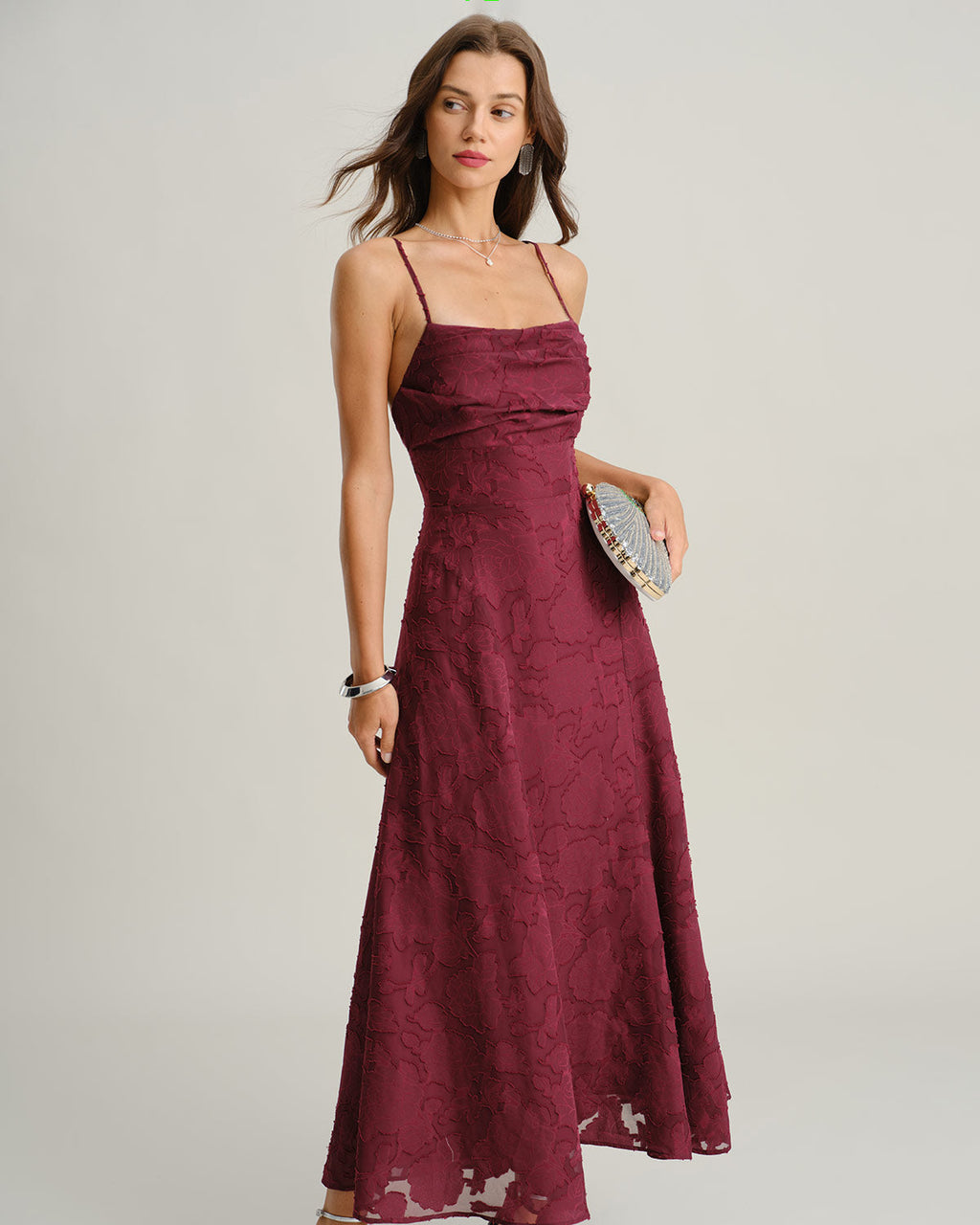 Wine Red Sleek Slip Maxi Dress