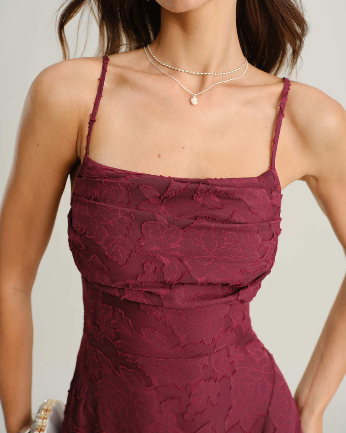 Wine Red Sleek Slip Maxi Dress