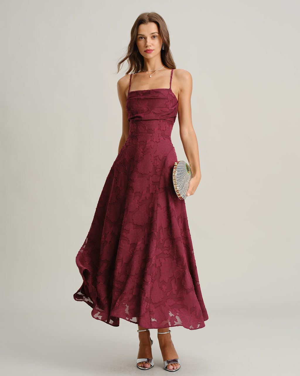 Wine Red Sleek Slip Maxi Dress