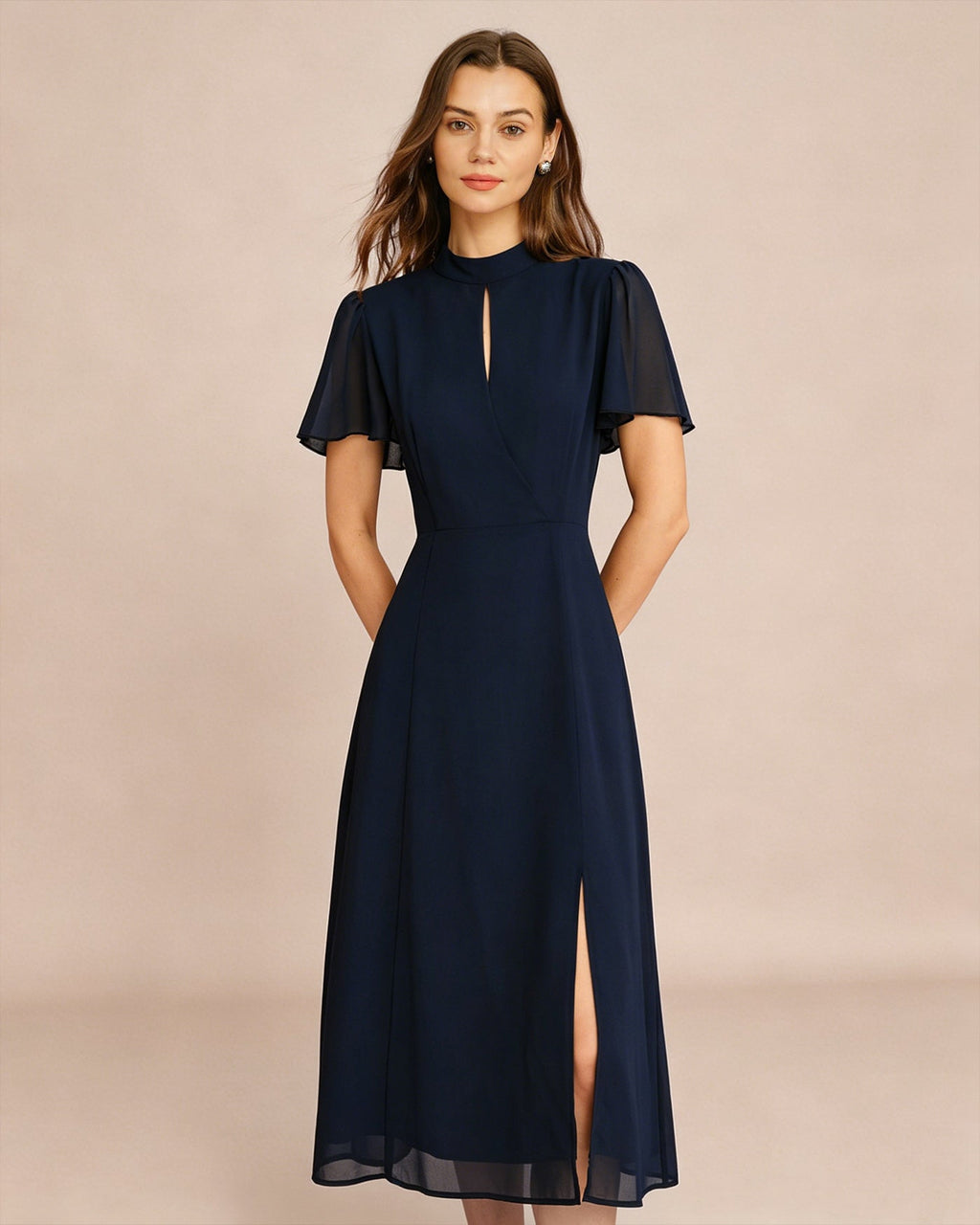 Sleek Butterfly Sleeve Midi Dress