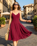 Classic Chiffon Slip Midi Dress in Red