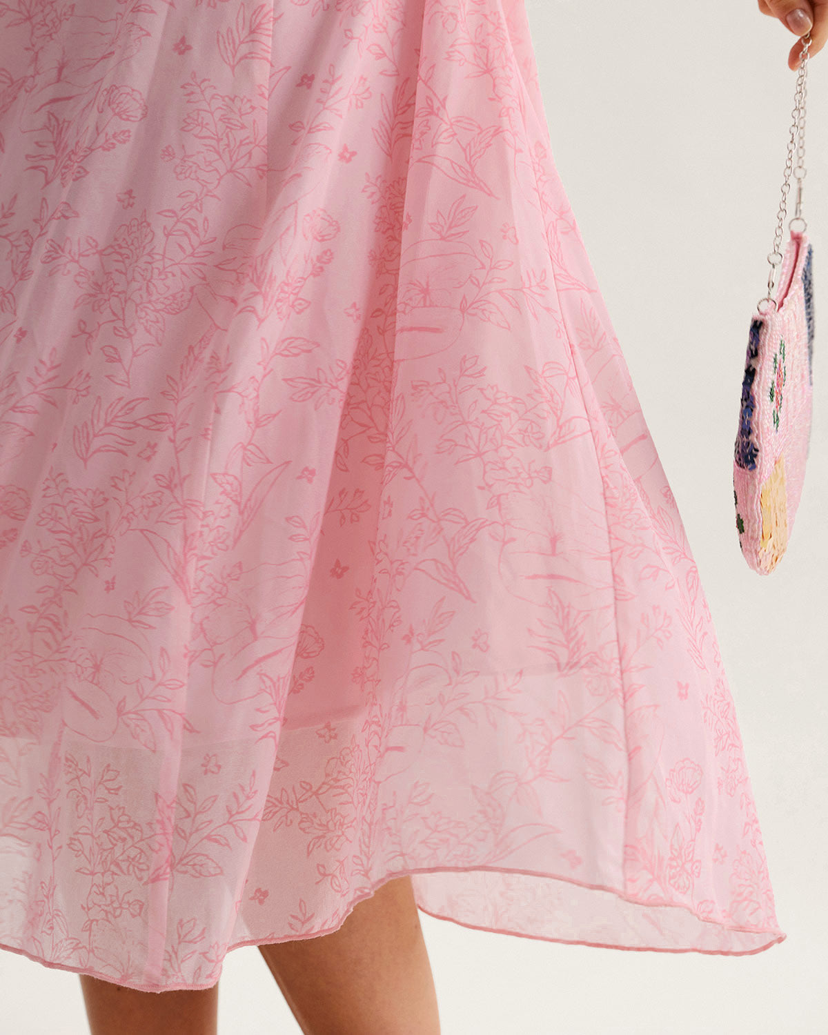 Rich Pink Ruffle Midi Dress