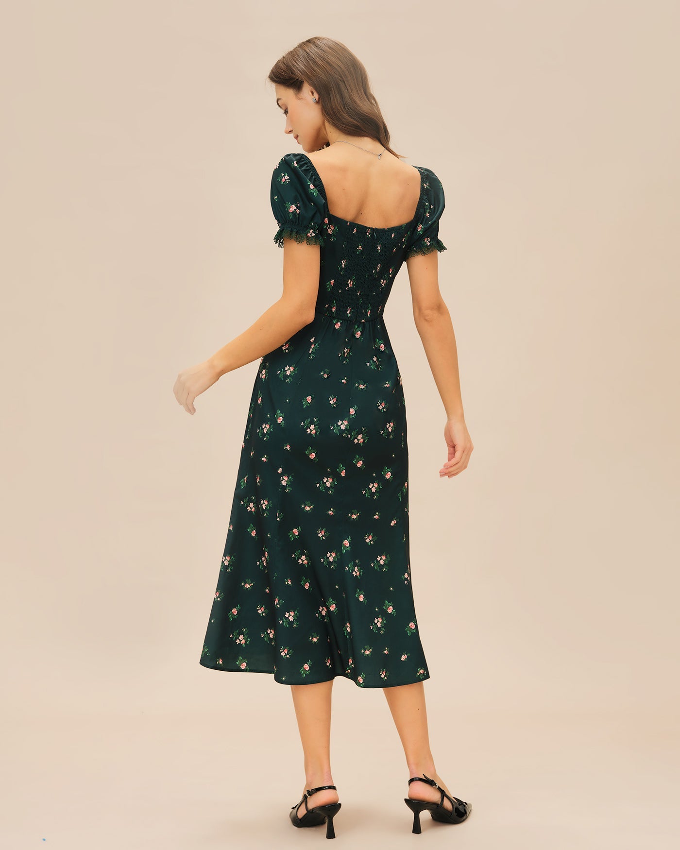 Puffed Sleeve Floral Sumer Midi Dress