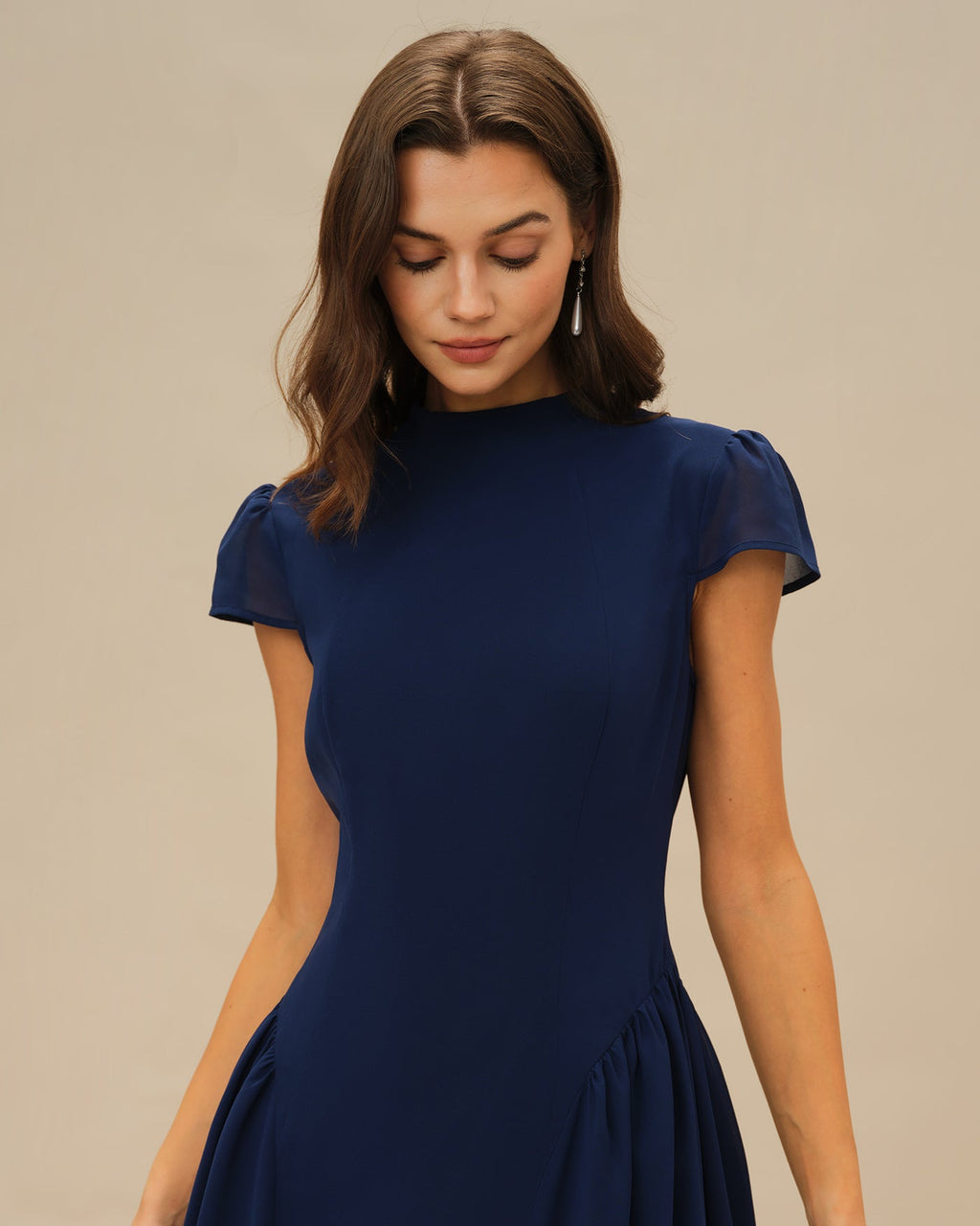 Classy Rich Texture Puffed Sleeve Midi Dress