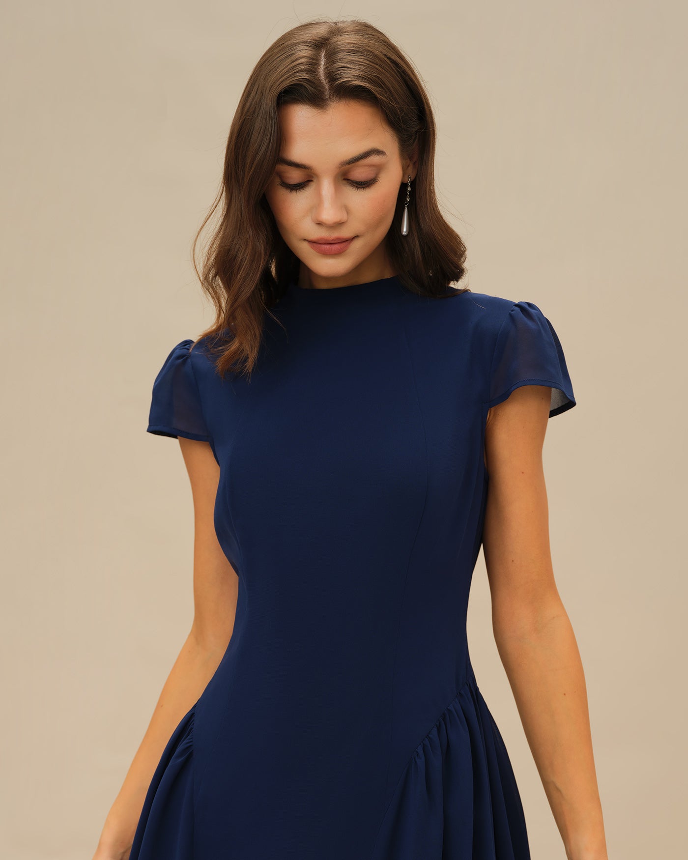 Classy Rich Texture Puffed Sleeve Midi Dress