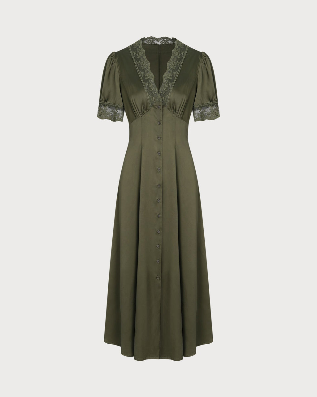 Poised Lace Satin Midi Dress
