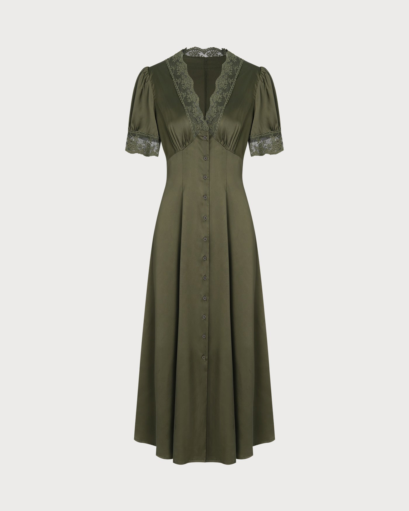Poised Lace Satin Midi Dress