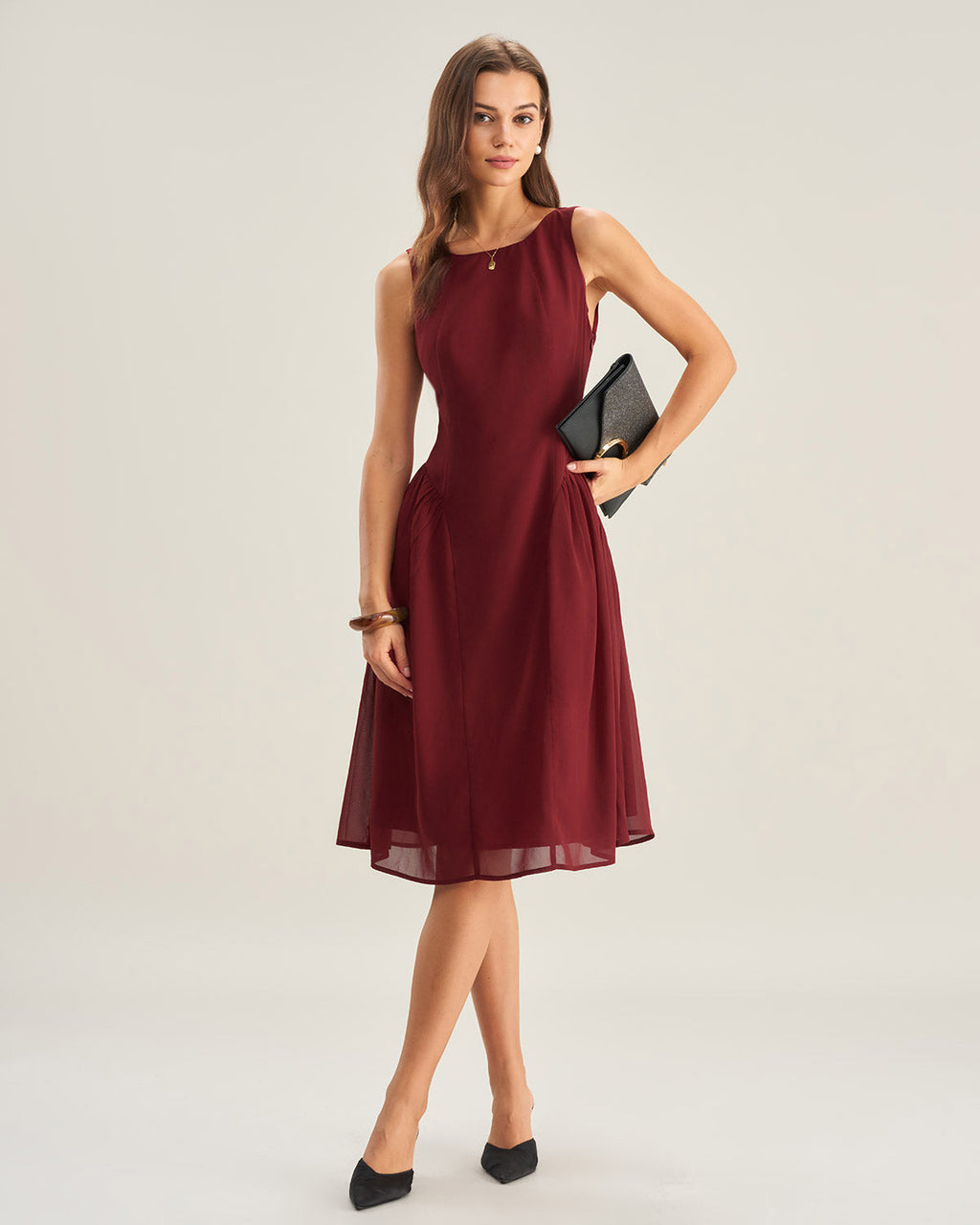 Bliss Sleeveless Midi Dress In Red