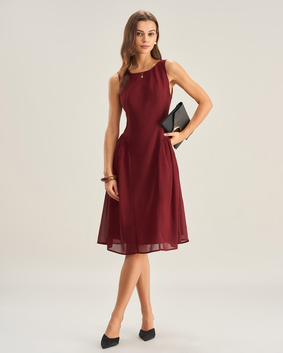 Bliss Sleeveless Midi Dress In Red