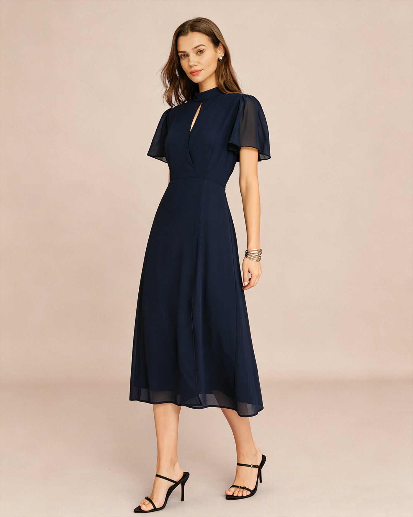 Sleek Butterfly Sleeve Midi Dress