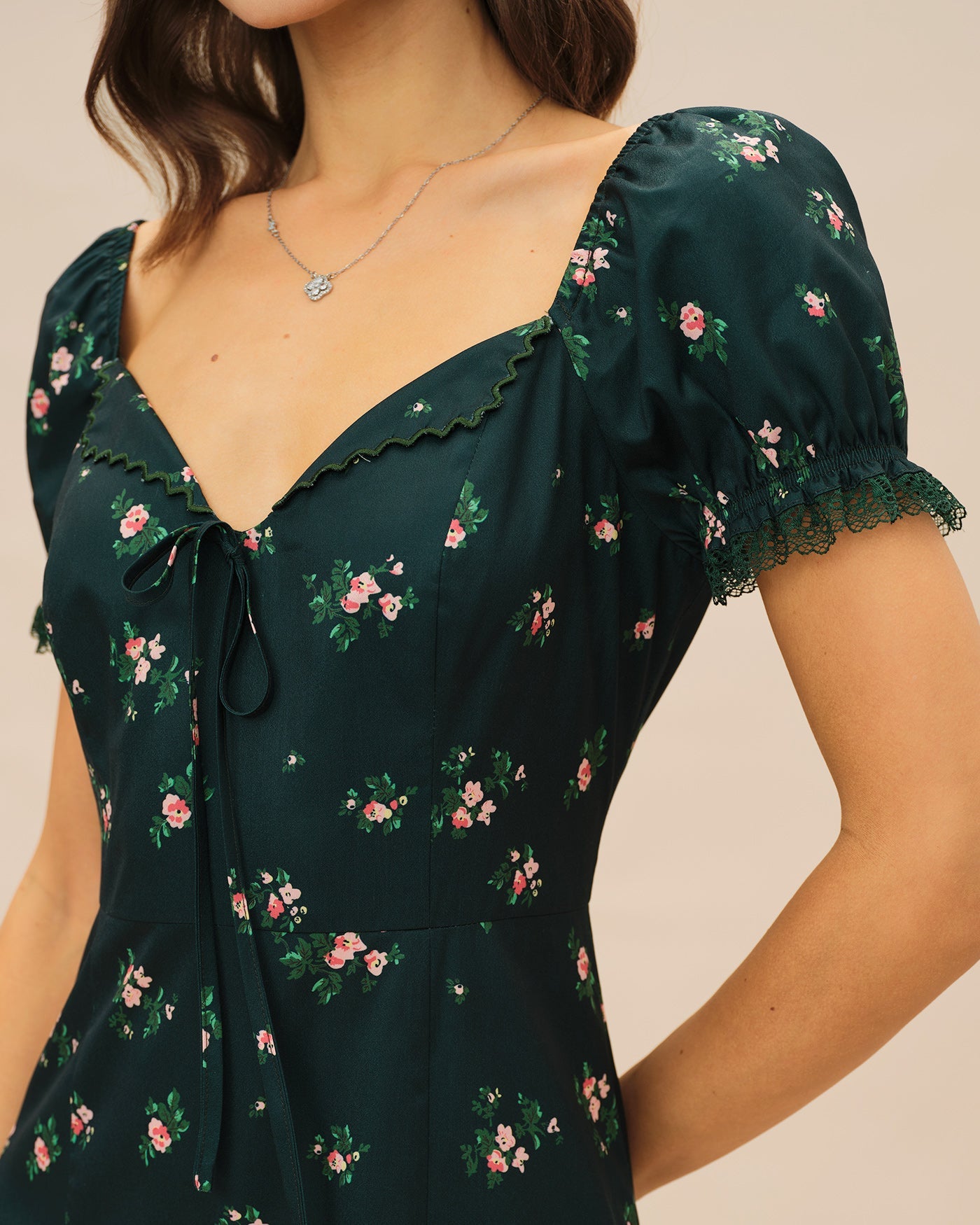 Puffed Sleeve Floral Sumer Midi Dress