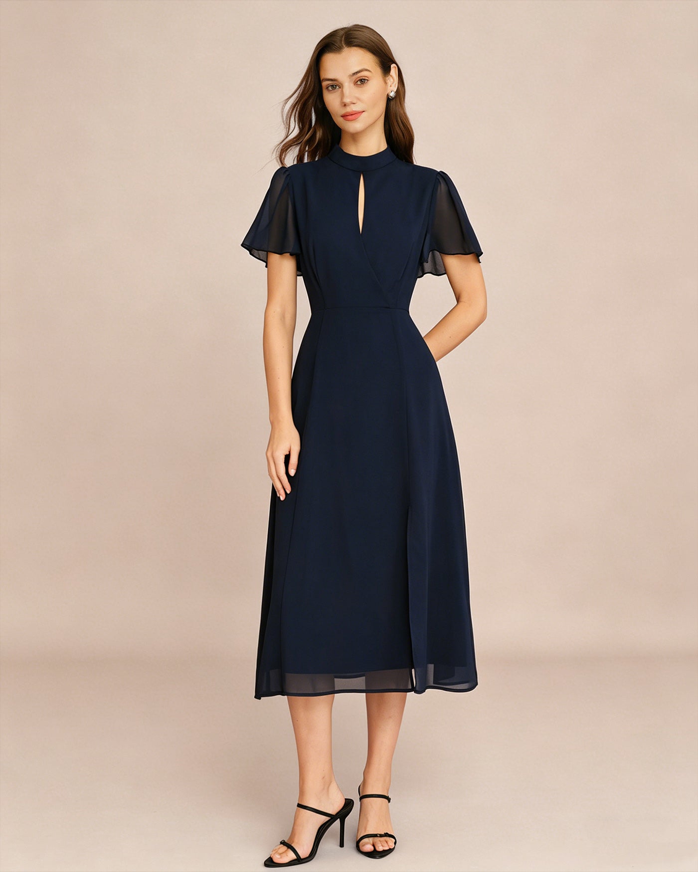 Sleek Butterfly Sleeve Midi Dress