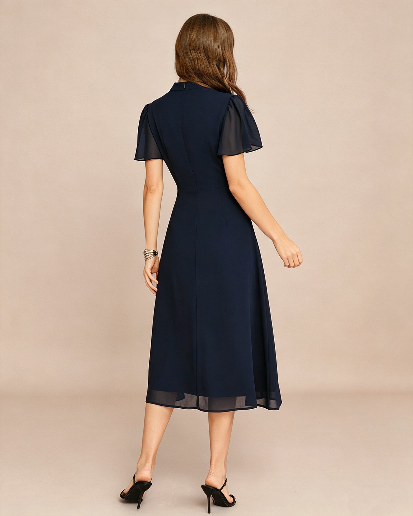 Sleek Butterfly Sleeve Midi Dress