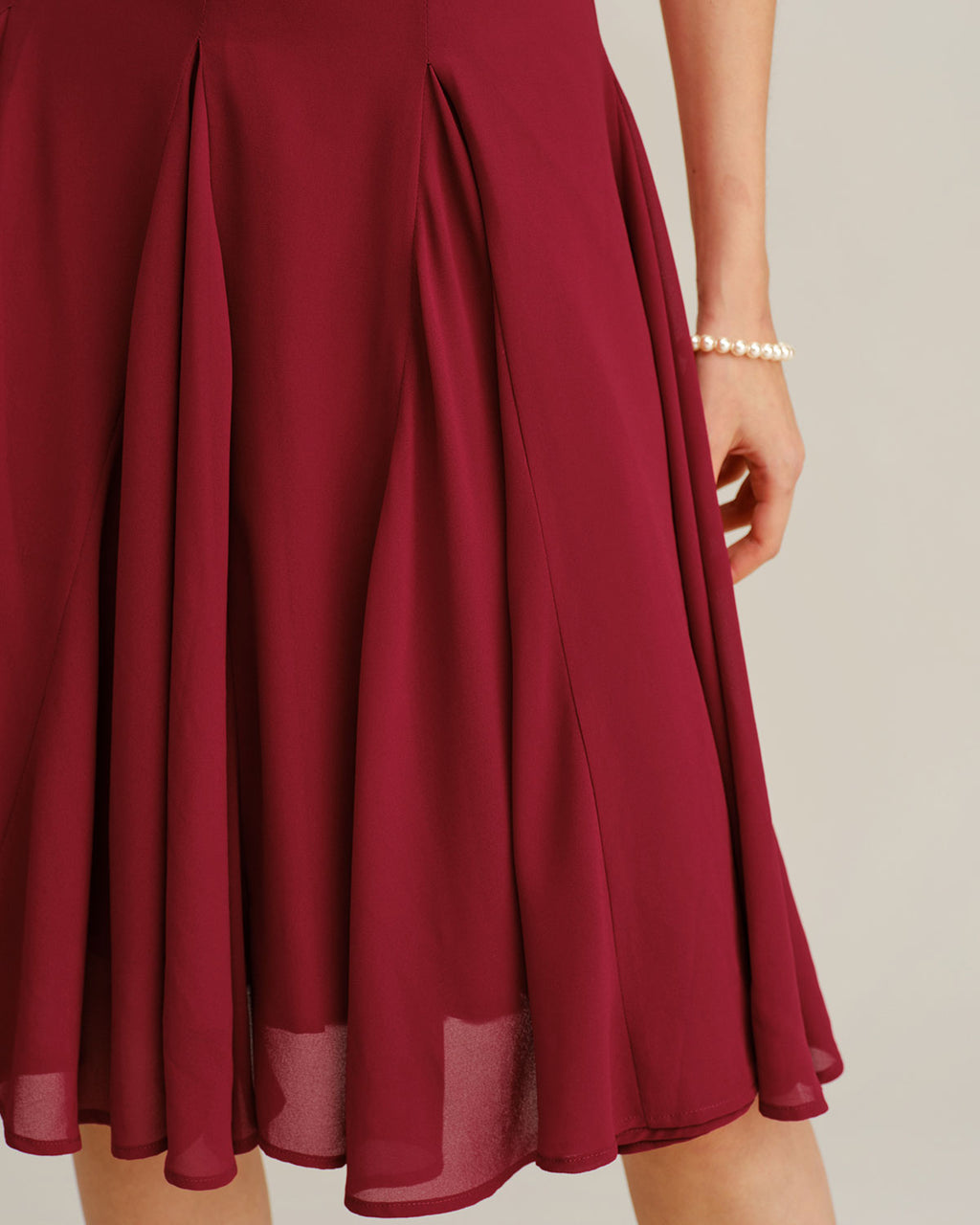 Classic Chiffon Slip Midi Dress in Red
