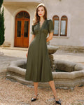 Poised Lace Satin Midi Dress
