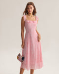 Rich Pink Ruffle Midi Dress