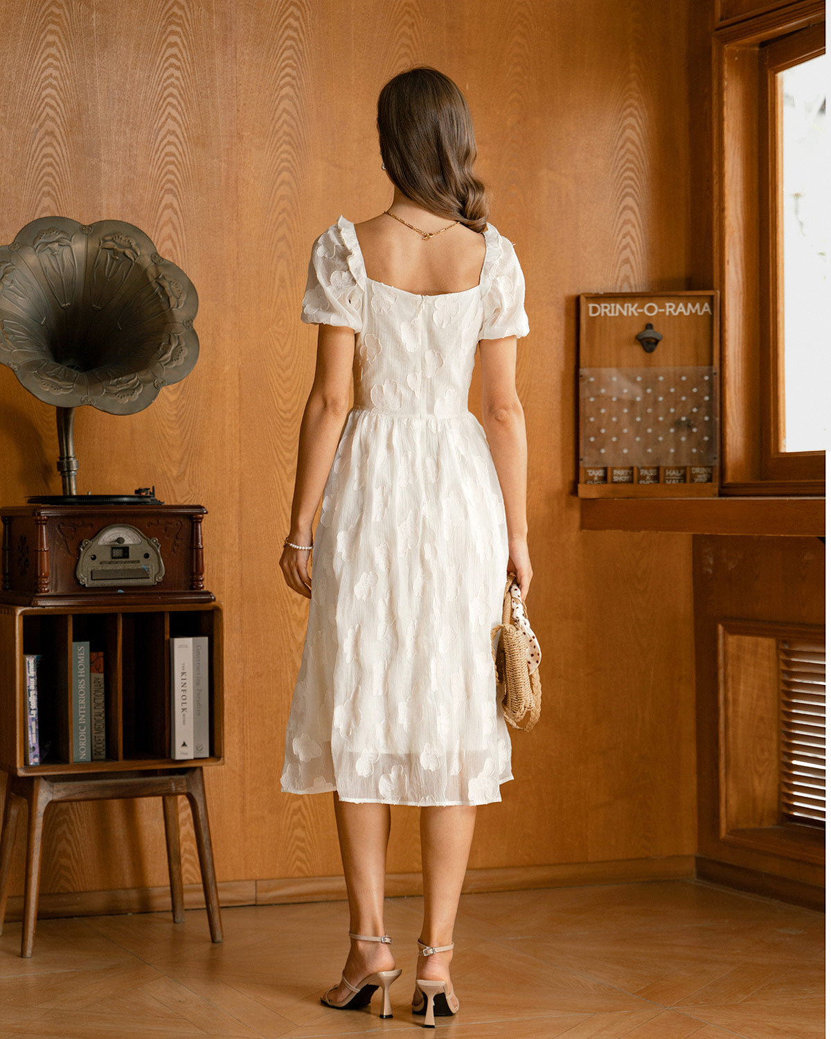 Sleek Puffed Sleeve Midi Dress