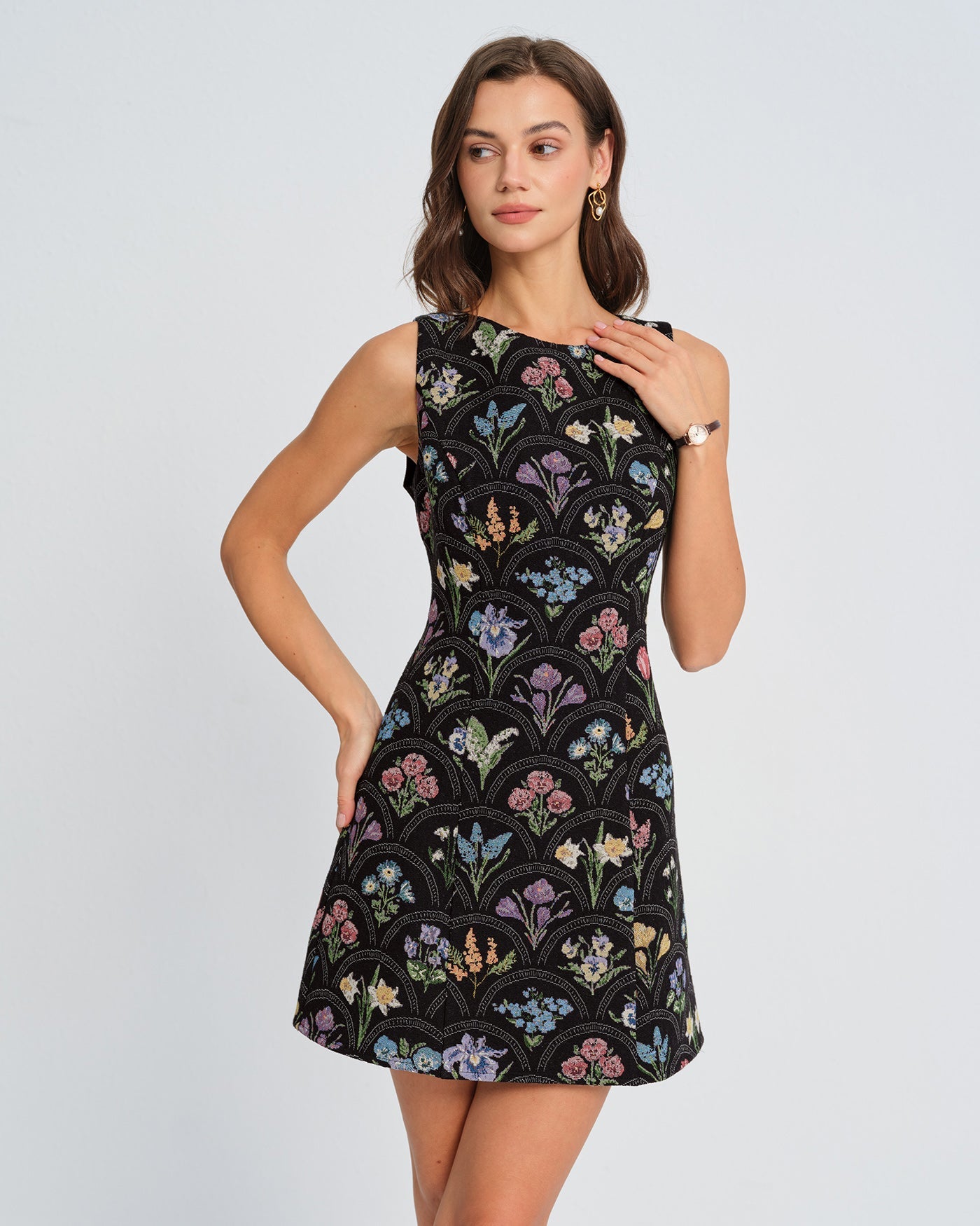 Lucy Black Floral Mini Dress