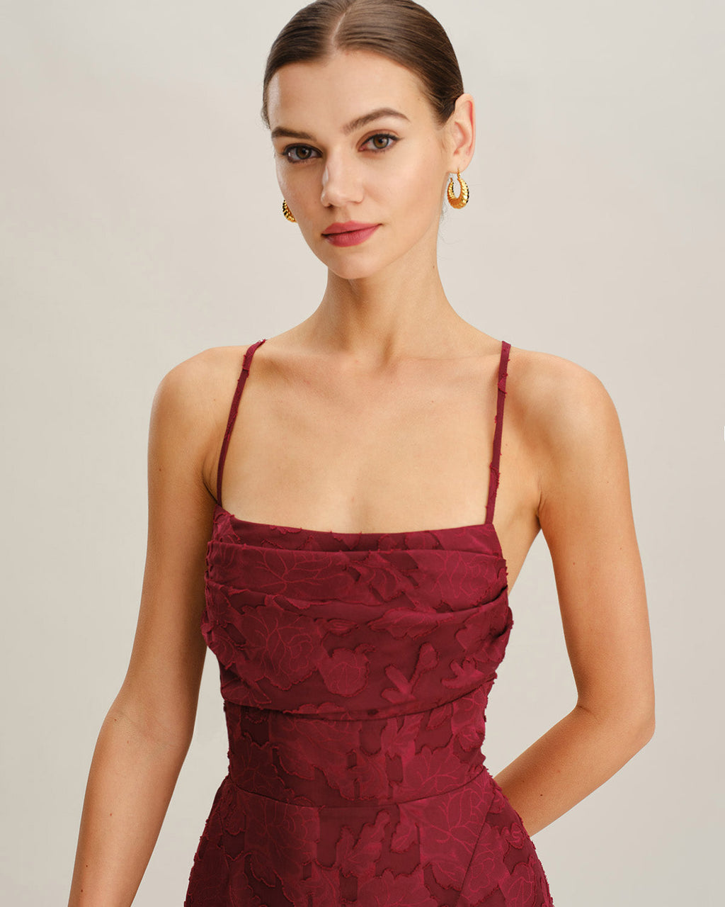 Classy Floral Backless Mini Dress In Red