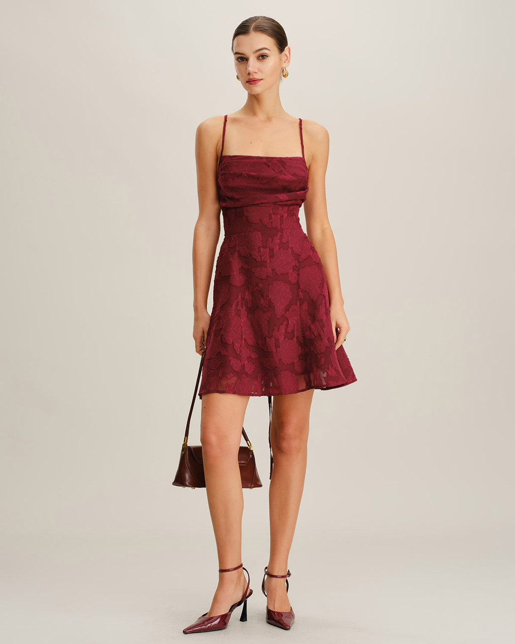 Classy Floral Backless Mini Dress In Red