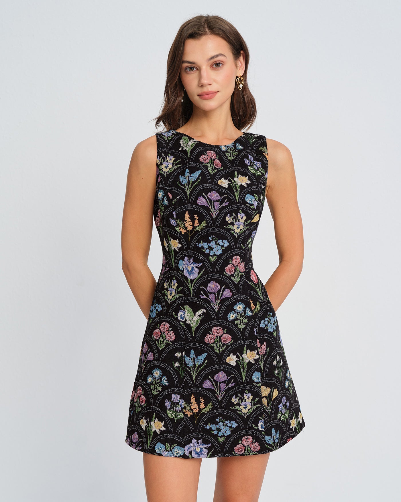 Lucy Black Floral Mini Dress
