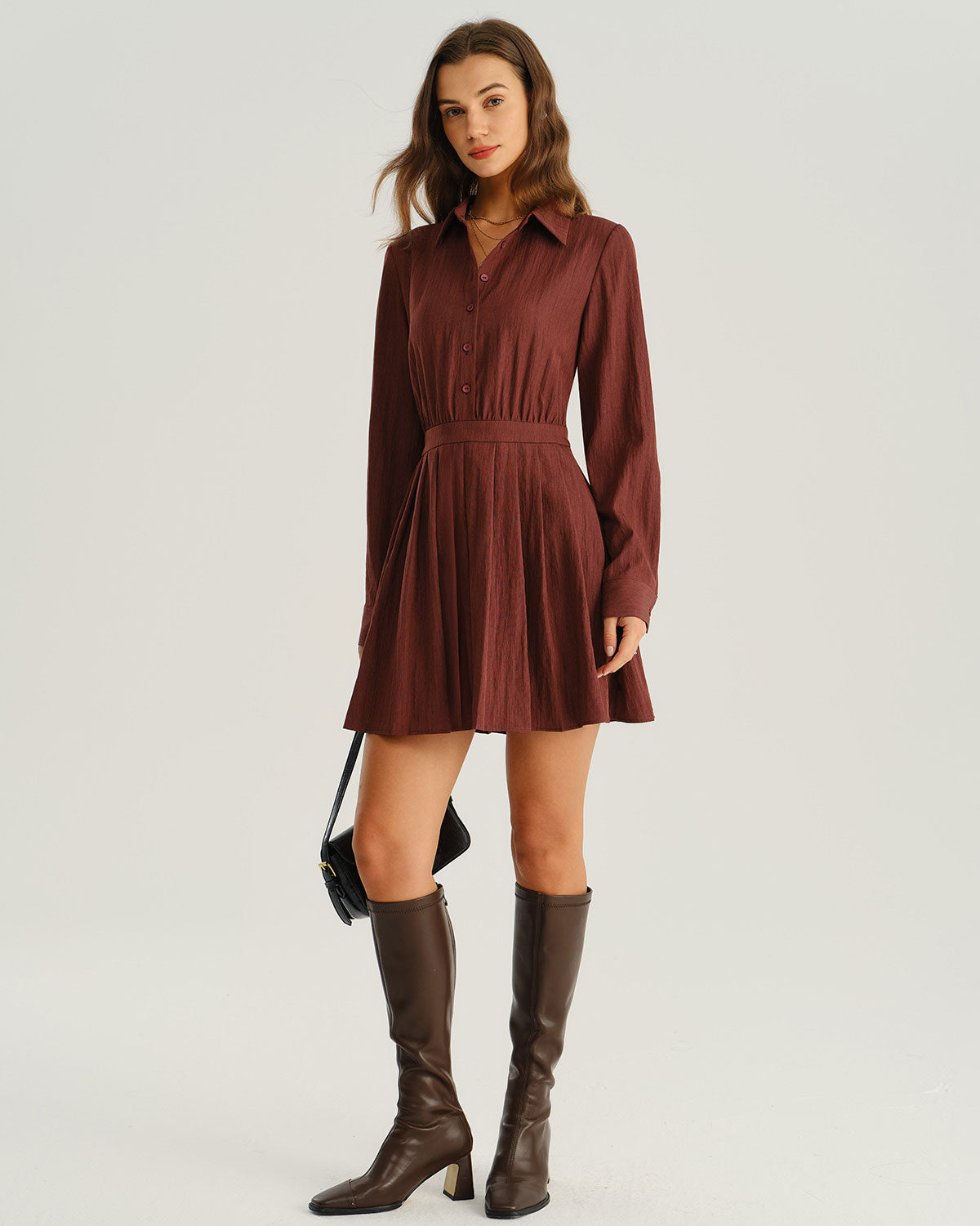 Charlotte A-Line Pleated Mini Dress In Red