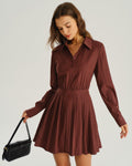 Charlotte A-Line Pleated Mini Dress In Red