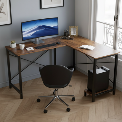 Wood Desk - Curved Monitor