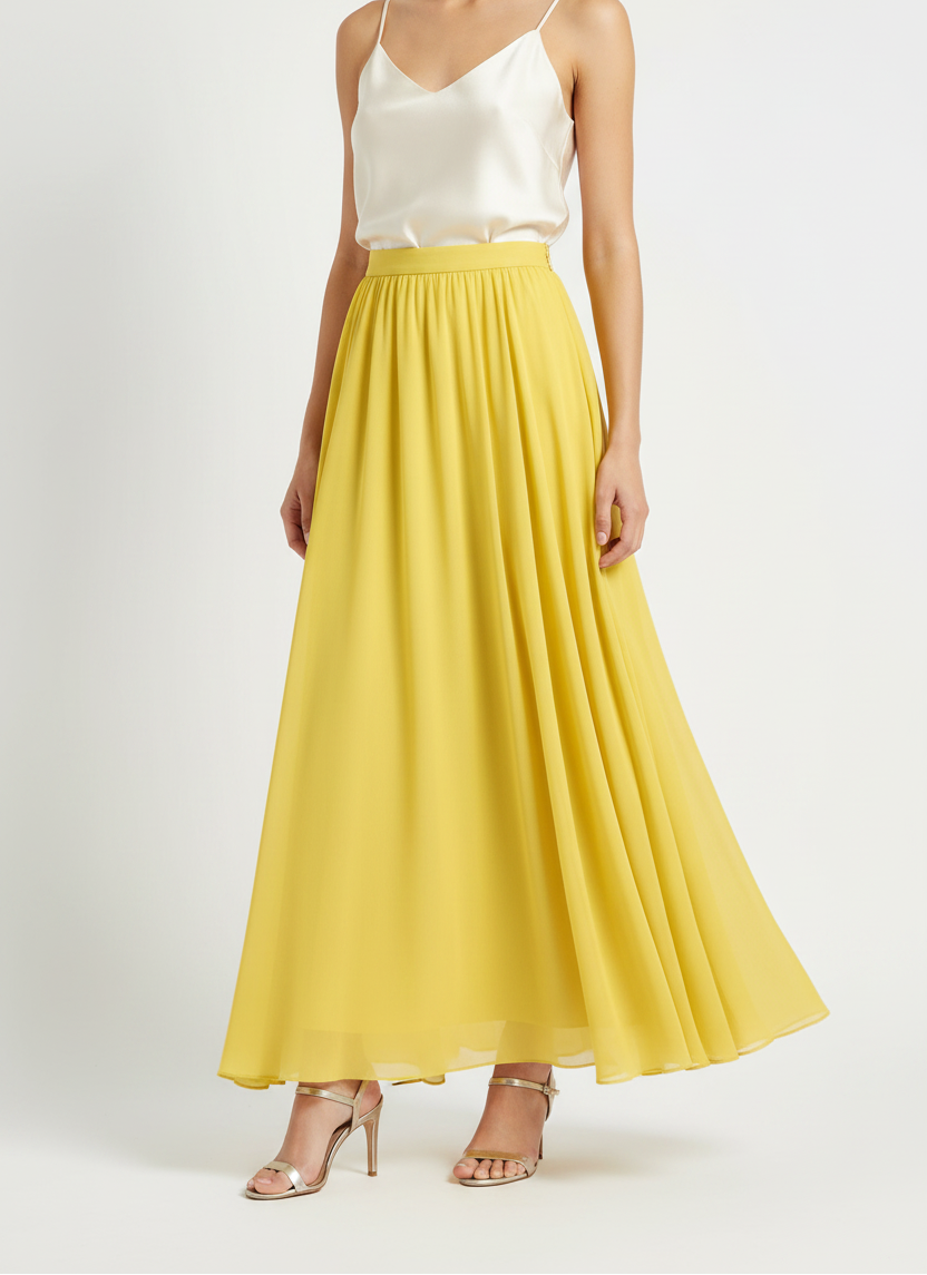 Yellow Chiffon Maxi - Ankles Showing